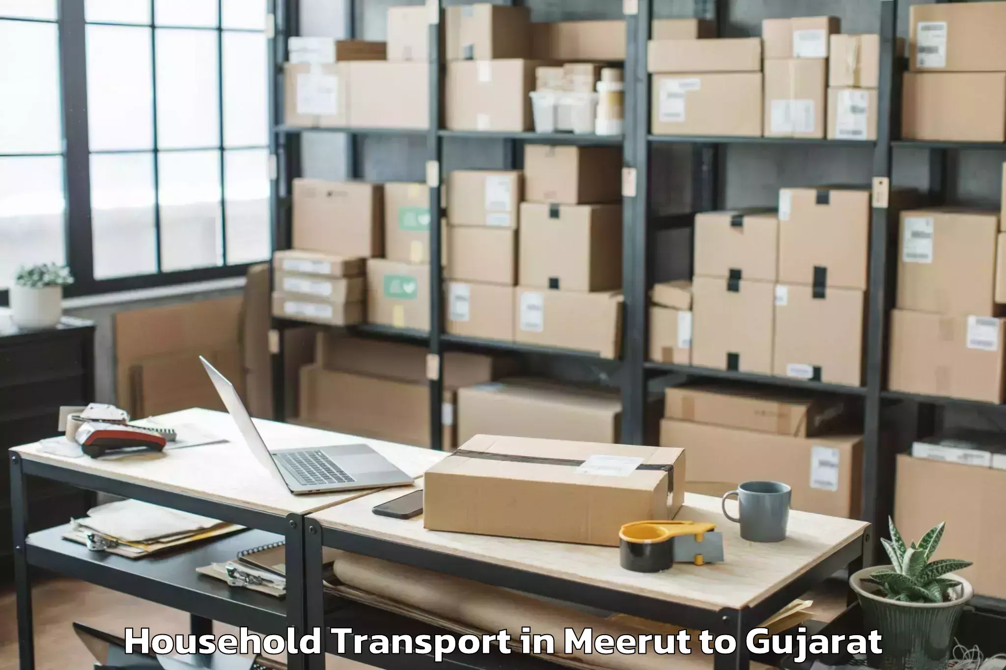 Affordable Meerut to Jasdan Household Transport